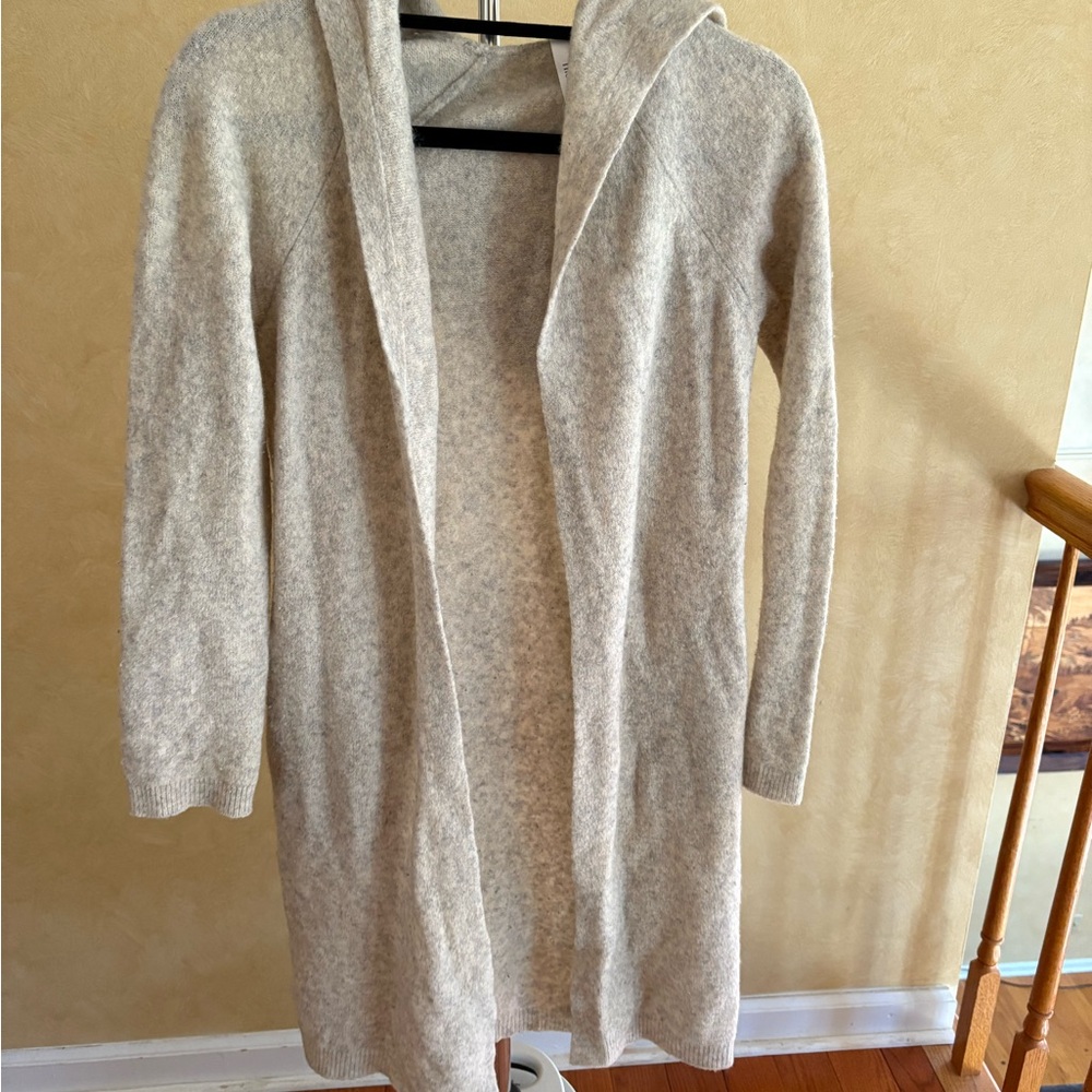 Women's Cream Hooded Duster Sweater